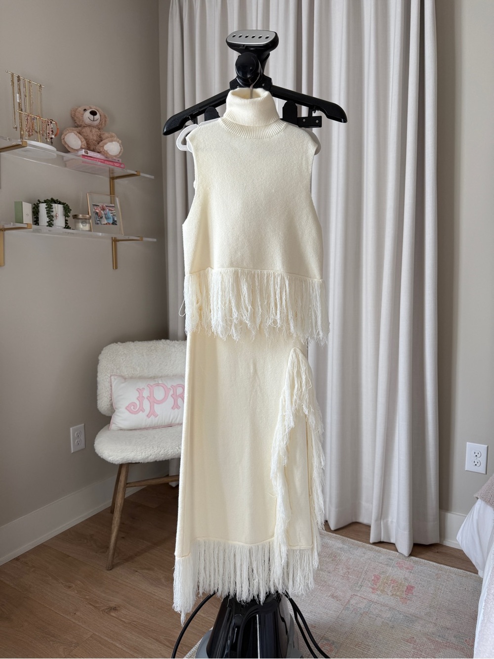 Shop Neighbor Golden Hour Ivory Fringe Knit Two-Piece Set – NWT – M